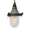 Industrial Striped Clear Glass & Grey Green Pendant Lights, Image 2