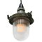 Industrial Striped Clear Glass & Green Pendant Light 3