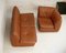 Caramel Faux Leather Convertible Sofa & Corner Chair, France, 1990s, Set of 2 5