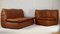 Caramel Faux Leather Convertible Sofa & Corner Chair, France, 1990s, Set of 2 1