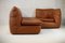 Caramel Faux Leather Convertible Sofa & Corner Chair, France, 1990s, Set of 2 2
