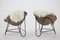 Silla Basket de ratán tejido con piel de oveja islandesa, años 60. Juego de 2, Imagen 3