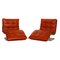 Orange Leather Woow Armchairs from Willi Schillig, Set of 2 1