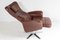 Sedia girevole Mid-Century in pelle color cognac con base cromata, Immagine 2