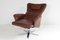 Mid-Century Danish Swivel Chair in Cognac Brown Leather on Chrome Base 4