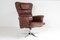 Mid-Century Danish Swivel Chair in Cognac Brown Leather on Chrome Base 1