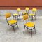 Mid-Century Italian Fire Yellow Velvet and Black Metal Structure Chairs, 1960s, Set of 5, Image 3