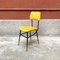 Mid-Century Italian Fire Yellow Velvet and Black Metal Structure Chairs, 1960s, Set of 5 4