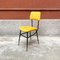 Mid-Century Italian Fire Yellow Velvet and Black Metal Structure Chairs, 1960s, Set of 5, Image 4