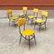 Mid-Century Italian Fire Yellow Velvet and Black Metal Structure Chairs, 1960s, Set of 5 2
