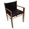 Mid-Century Modern Armchair in Walnut & Black Leather by G. Frattini for Bernini 1