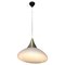 Mid-Century Modern Stilnovo Style Pendant Lamp in Brass & Opaline Glass, Italy, 1960s 1