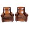 Antique 20th Century Leather Club Armchairs, Set of 2 1