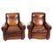Antique 20th Century Leather Club Armchairs, Set of 2, Image 1