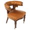 Antique Victorian Oak & Leather Desk Chair Tub Chair 19th Century 1