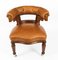 Antique Victorian Oak & Leather Desk Chair Tub Chair 19th Century, Image 2