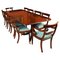 Vintage Twin Pillar Dining Table & 10 Dining Chairs 20th C, Set of 11, Image 1