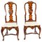Antique Dutch Marquetry Walnut Highback Side Chairs, Set of 2, Image 1