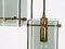 Vintage Italian Golden Aluminum Glass & Teak Wood Pendant Lamp, Image 4