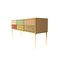Italian Sideboard in Solid Wood With Colored Glass, 1950s, Image 2