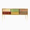 Italian Sideboard in Solid Wood With Colored Glass, 1950s, Image 1