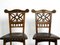 Art Nouveau Decorated Oak Chairs with Original Leather Seats, 1900, Set of 2, Image 16
