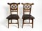 Art Nouveau Decorated Oak Chairs with Original Leather Seats, 1900, Set of 2 3