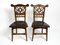 Art Nouveau Decorated Oak Chairs with Original Leather Seats, 1900, Set of 2, Image 3