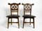 Art Nouveau Decorated Oak Chairs with Original Leather Seats, 1900, Set of 2 1