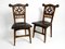 Art Nouveau Decorated Oak Chairs with Original Leather Seats, 1900, Set of 2 2
