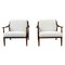 Danish Wood and White Boucle Armchairs, 1970s, Set of 2 1