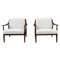 Danish Wood and White Boucle Armchairs, 1970s, Set of 2, Image 1