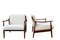 Dänische Boucle Armlehnstühle aus Holz & Weiß, 1970er, 2er Set 3
