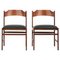 Solid Wooden Chairs with Dark Green Leatherette Upholstery, 1960s, Set of 3, Image 1