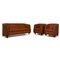 2-Seater Brown Leather Sofa Set from de Sede, Set of 3 1