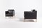 Scandinavian Modern Black Leather Club Armchairs 2