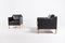 Scandinavian Modern Black Leather Club Armchairs, Image 2