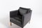 Scandinavian Modern Black Leather Club Armchairs, Image 7