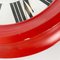 Reloj de pared italiano moderno redondo rojo de Lorenz, años 70, Imagen 8