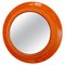 Modern Round Italian Orange Plastic Mirror, 1980s 1