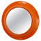 Moderner runder italienischer Spiegel mit orangefarbenem Kunststoffrahmen, 1980er 1