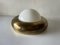 Large Ufo Opal Glass and Brass Sconce from Valenti, Italy, 1970s, Image 1