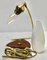 Vintage Table Lamp With Milk-White Glass Shade and Brass Fitting / Wood Base, Image 8