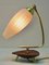 Vintage Table Lamp With Milk-White Glass Shade and Brass Fitting / Wood Base, Image 6
