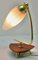 Lampe de Bureau Vintage avec Abat-Jour en Verre Blanc Laiton / Base en Bois 2