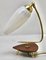 Vintage Table Lamp With Milk-White Glass Shade and Brass Fitting / Wood Base 1