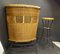 Wood, Wicker and Wrought Iron Bar Cabinet with Stool, 1960s, France., Set of 2 7
