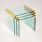 Italian Glass & Brass Nest of Tables by Gallotti & Radice, 1970s, Set of 3, Image 3