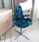 Italienische Chrom Esszimmerstühle mit Originalem Blauem Samtbezug, 1970er, 4er Set 11