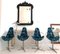 Chaises de Salle à Manger Style en Chrome avec Tissu d'Ameublement en Velours Bleu, Italie, 1970s, Set de 4 1